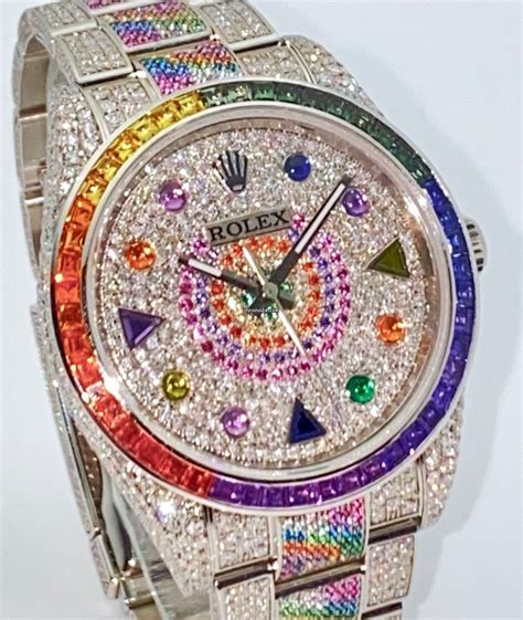 rolex rainboe|rolex rainbow iced out.